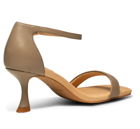 LEAH Taupe Leather Ankle Strap Sandals