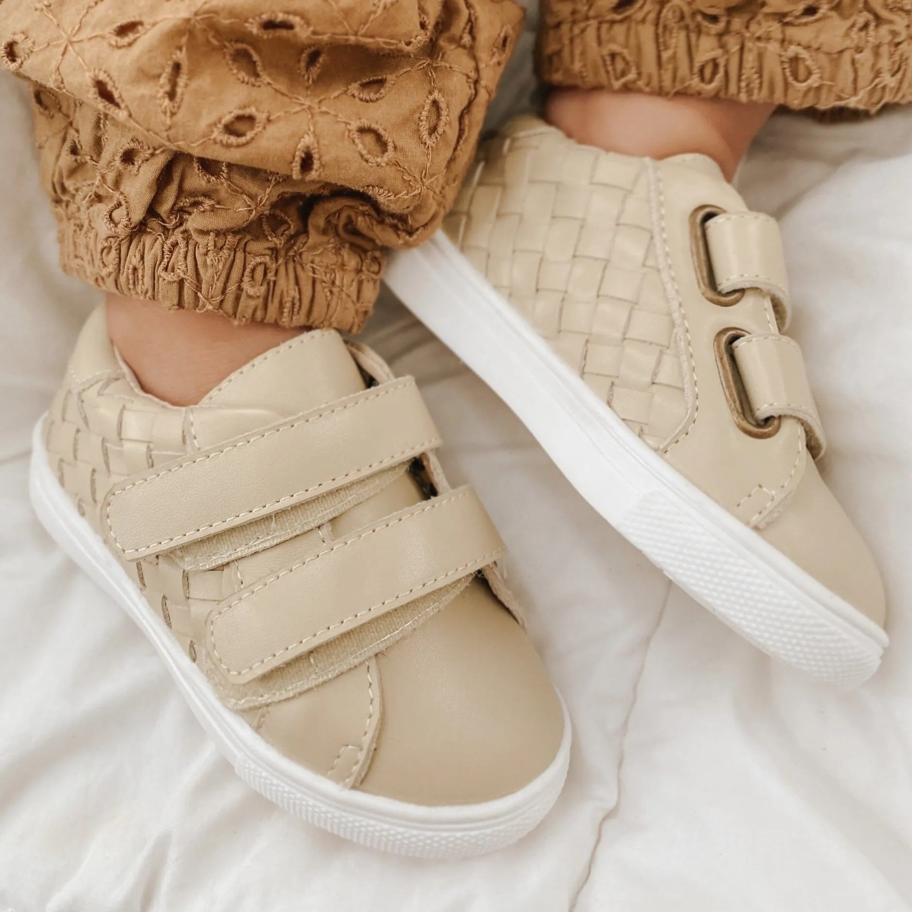 Leather Woven Sneaker | Color 'Bone'