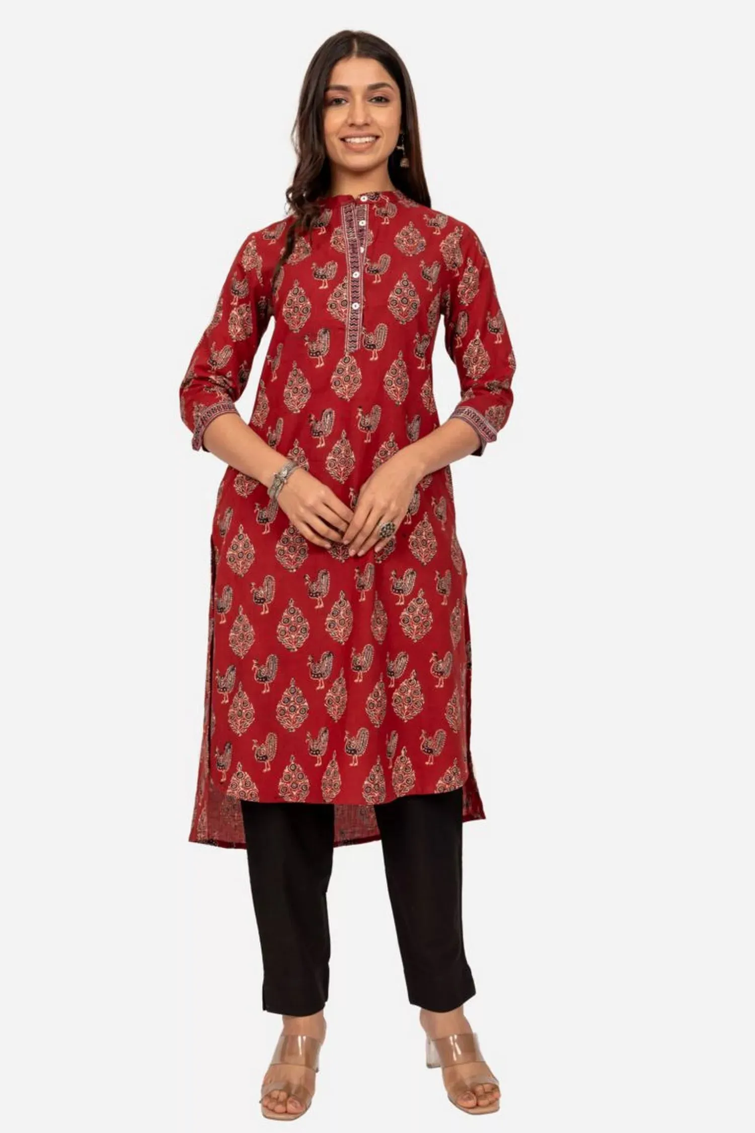 Maroon High Low Kurta