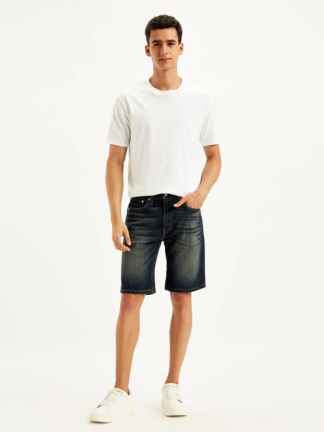 Men's Black Tapered Denim Shorts