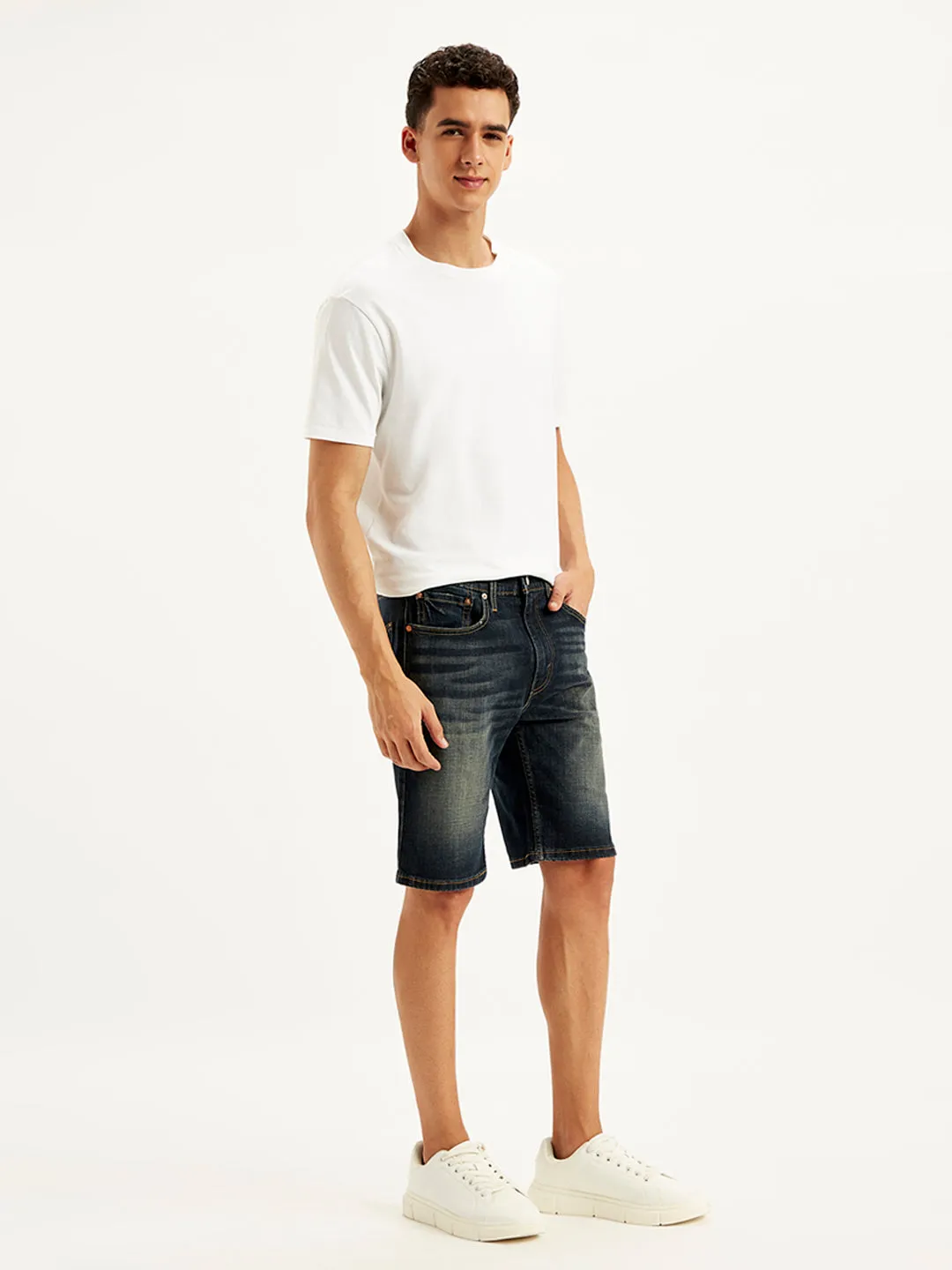 Men's Black Tapered Denim Shorts