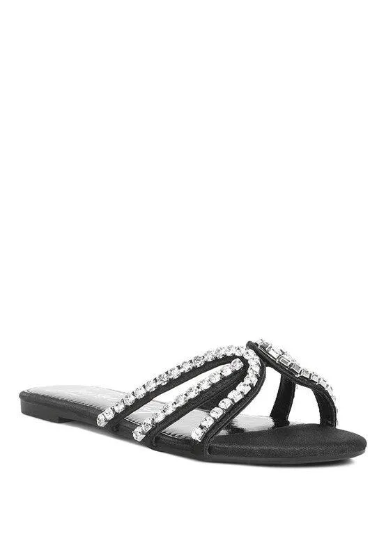 Mezzie Dimante Strap Flat Sandals