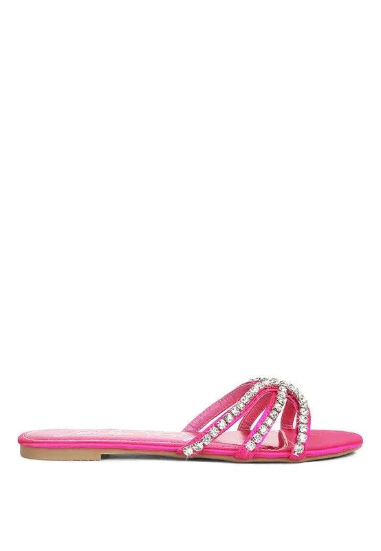 Mezzie Dimante Strap Flat Sandals