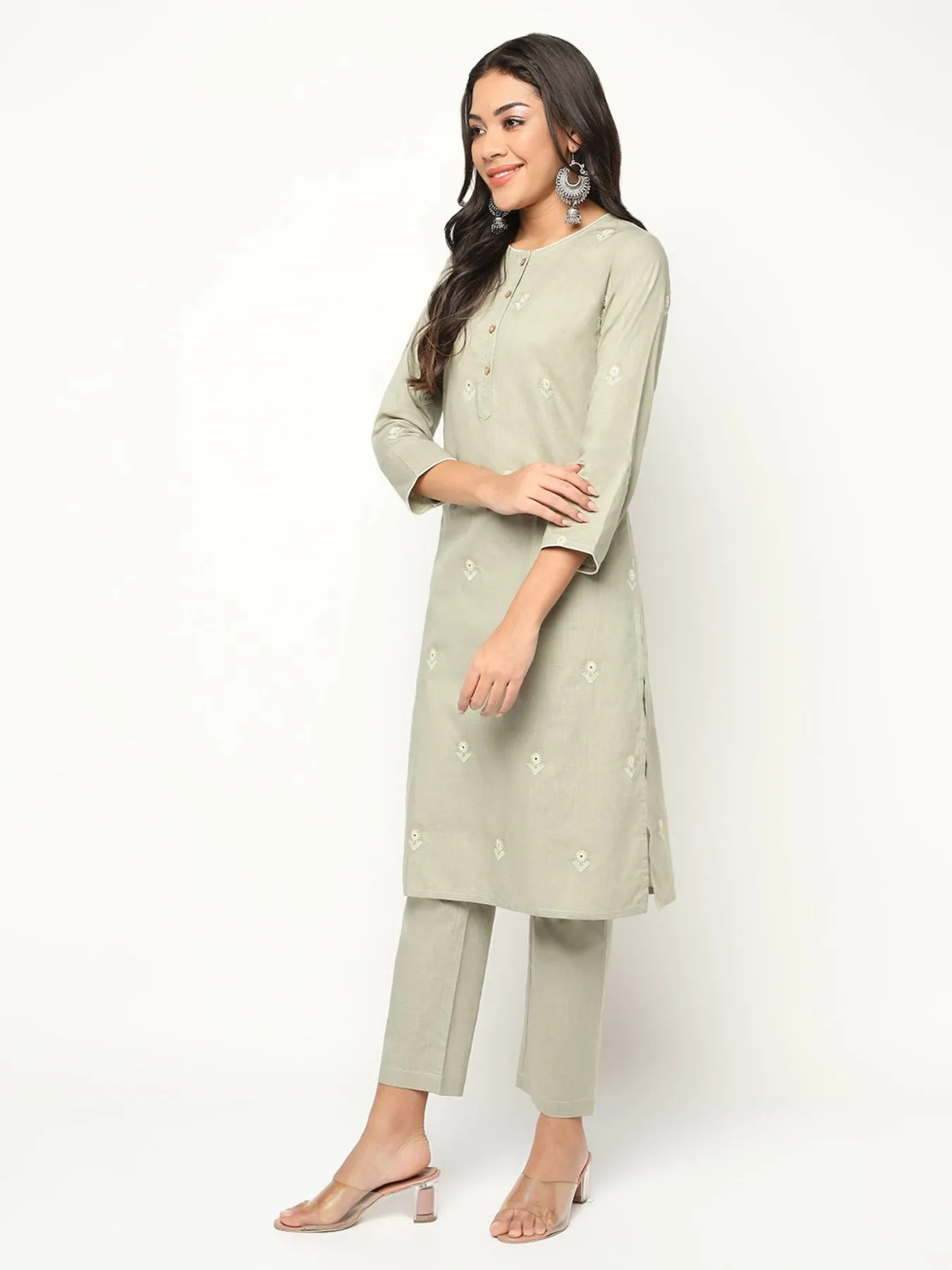 Mint Cream Kurta Set