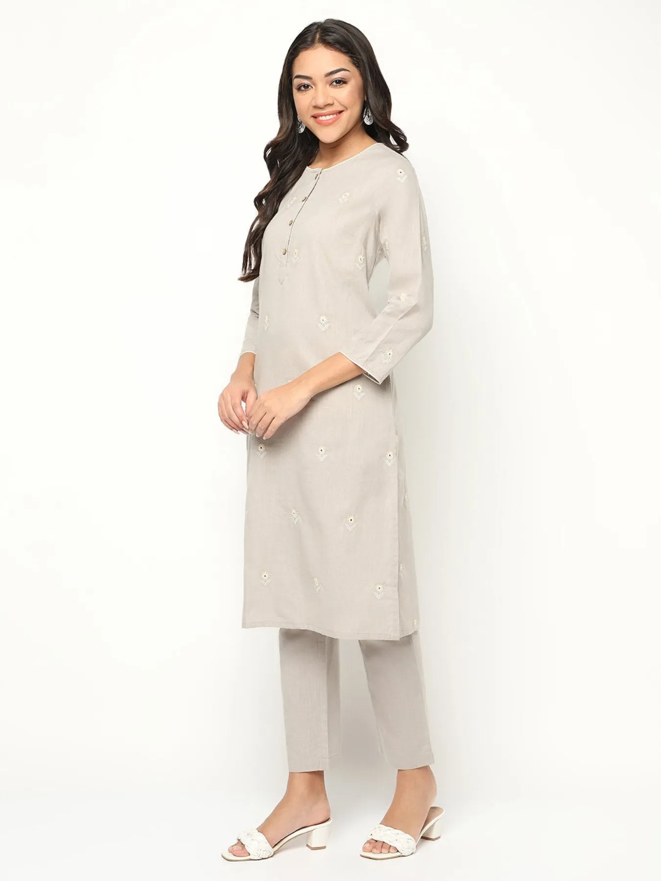 Mint Cream Kurta Set