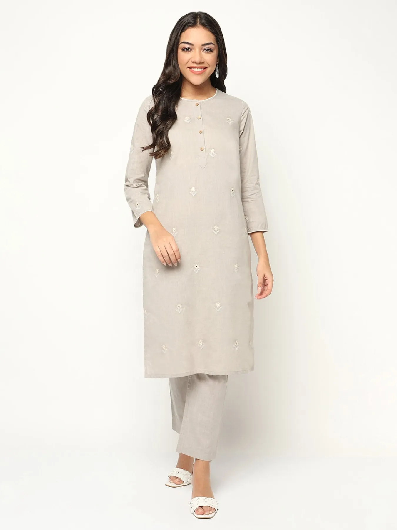 Mint Cream Kurta Set