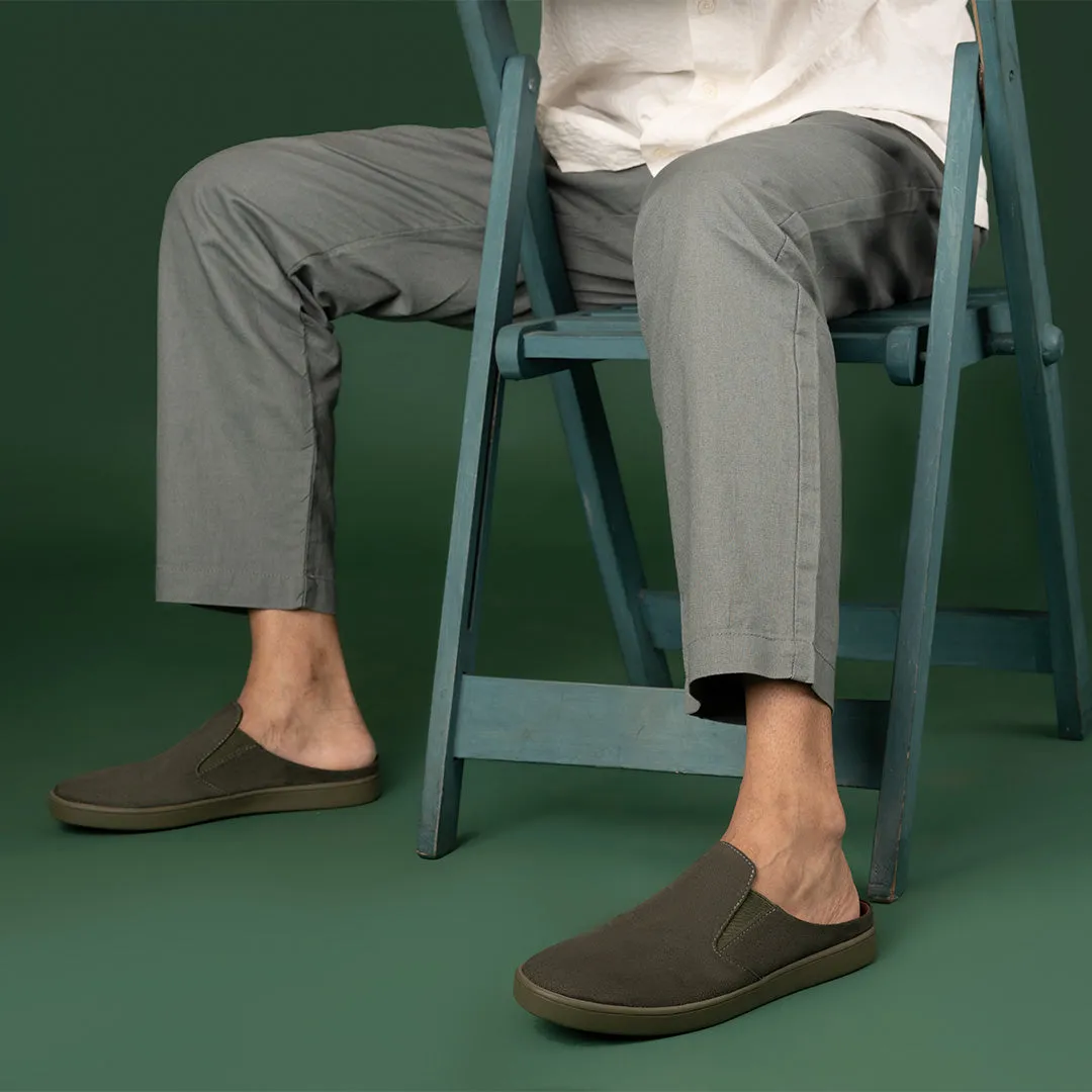 Nest Mules Vegan Suede Green Men Slip-ons