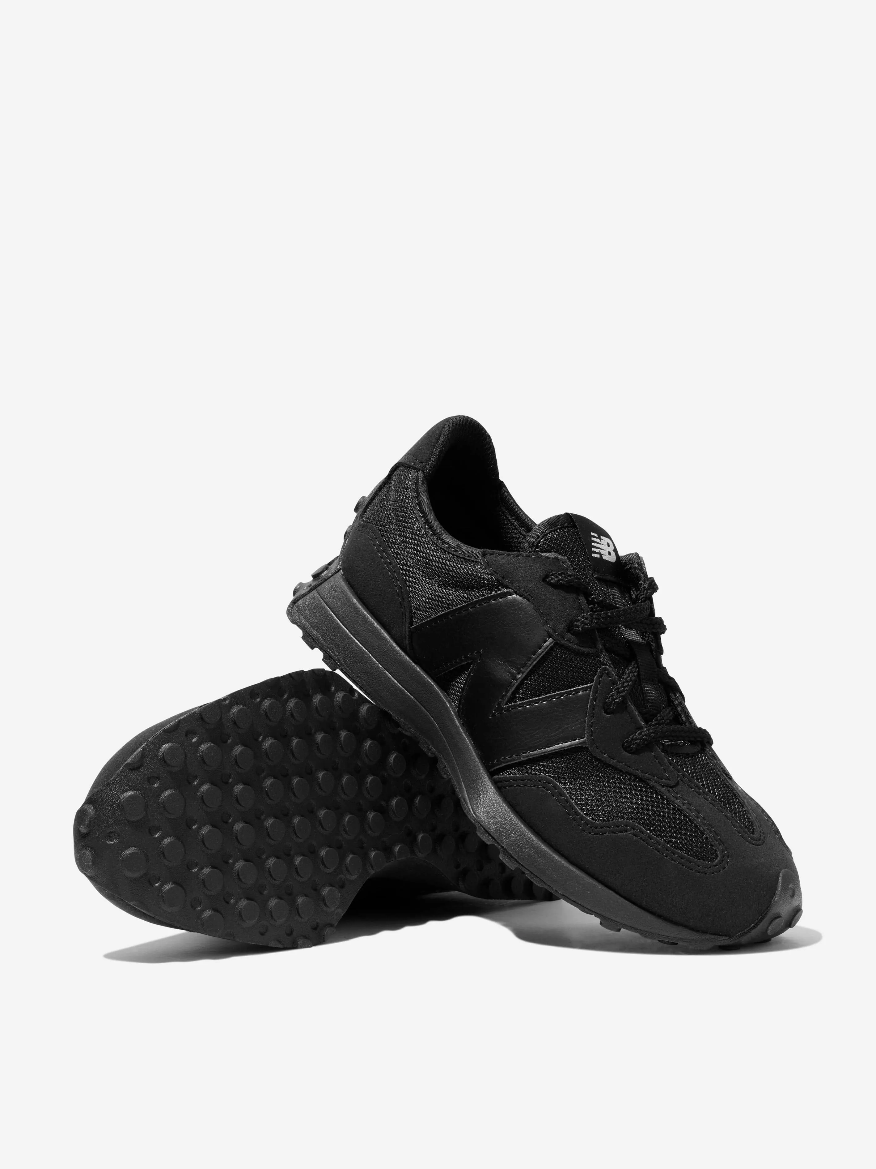 New Balance Kids 327 Lace Up Logo Trainers in Black