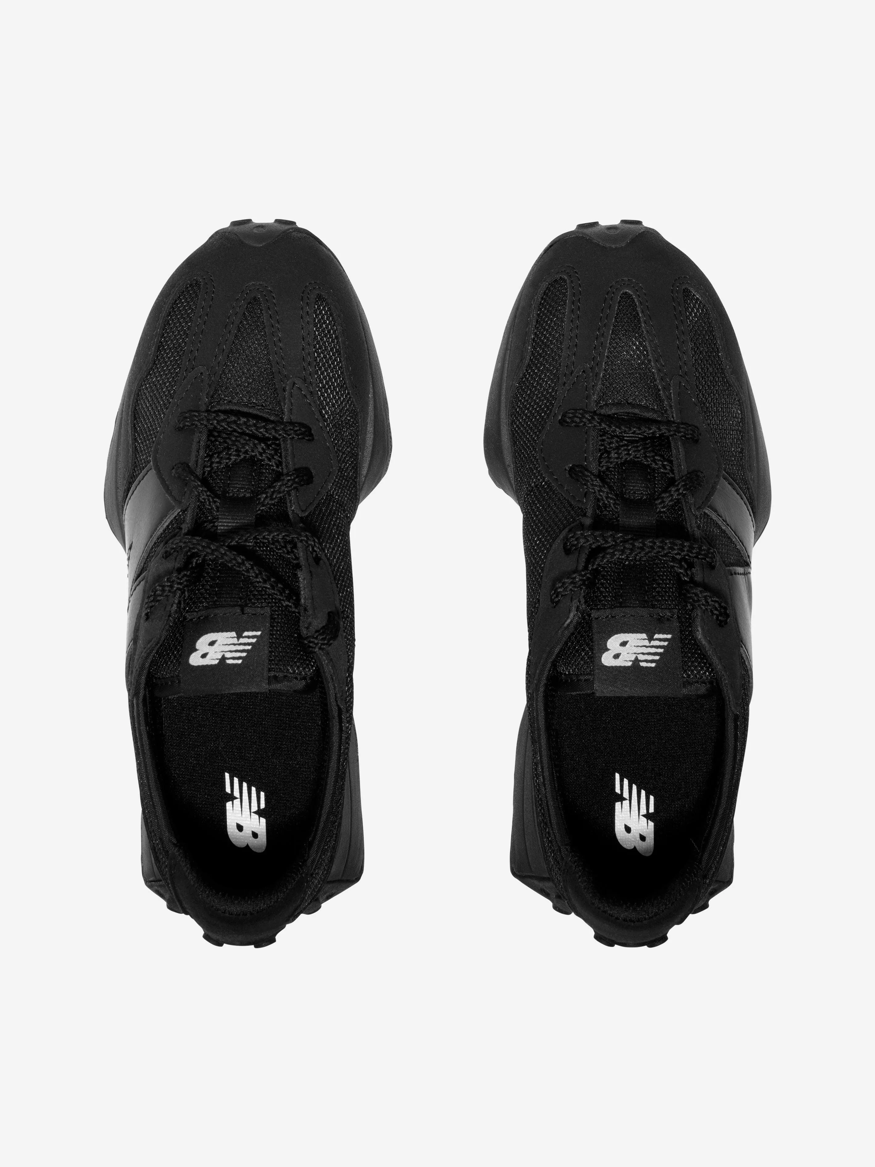 New Balance Kids 327 Lace Up Logo Trainers in Black