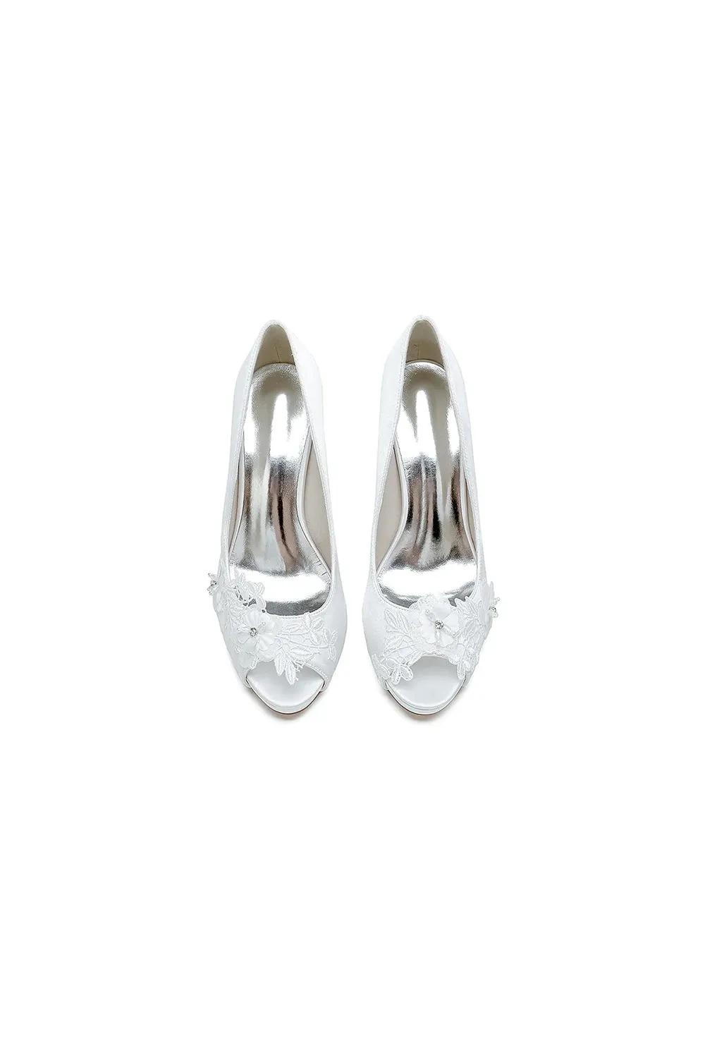 Open Point Toe Wedding Shoes with Lace