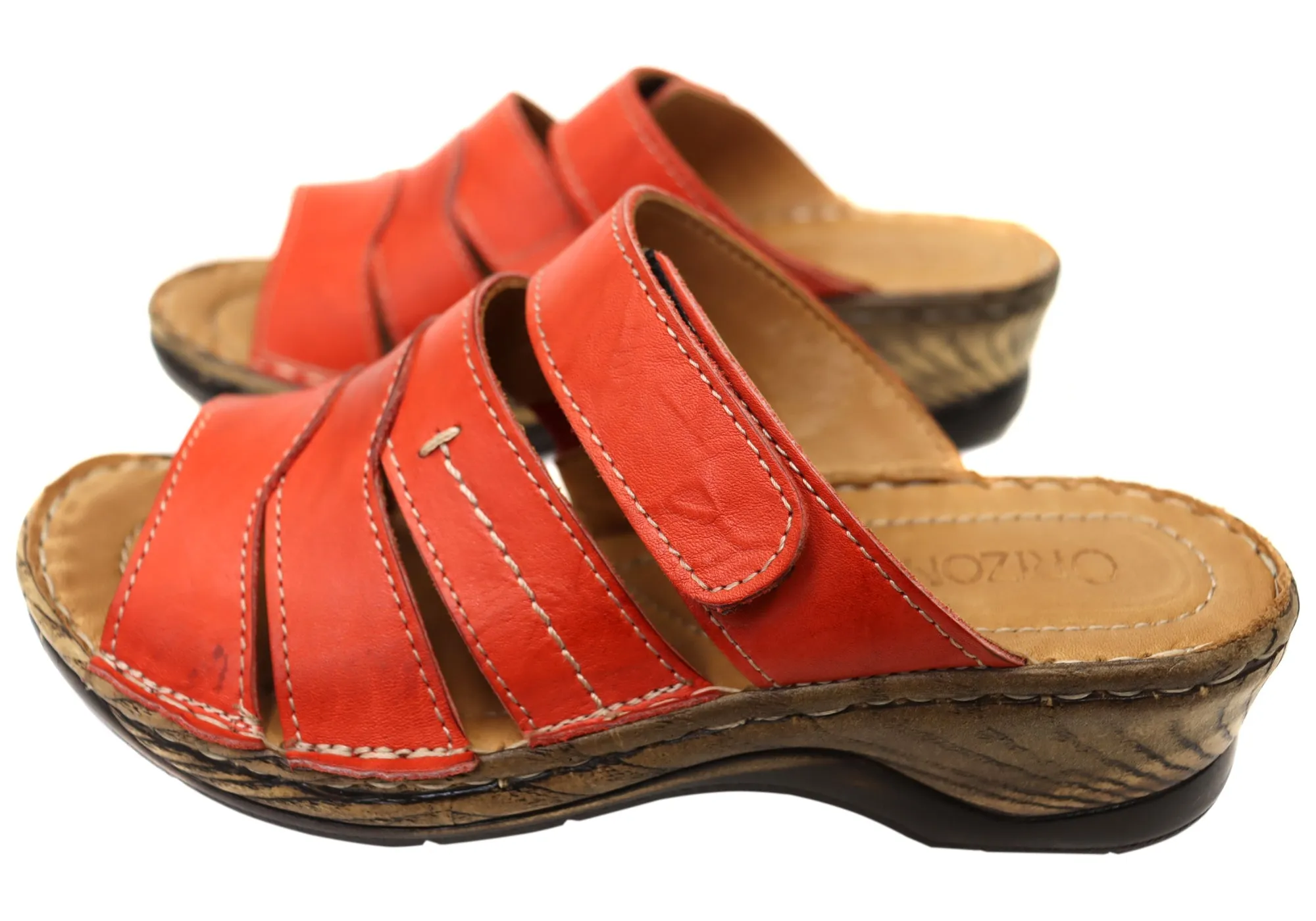 Orizonte Toranto Womens Comfortable European Leather Slides Sandals