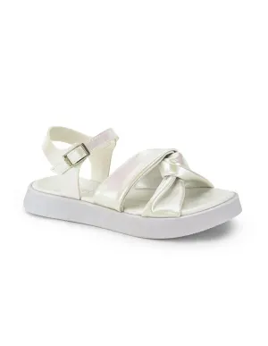 Pearl white platform sandal