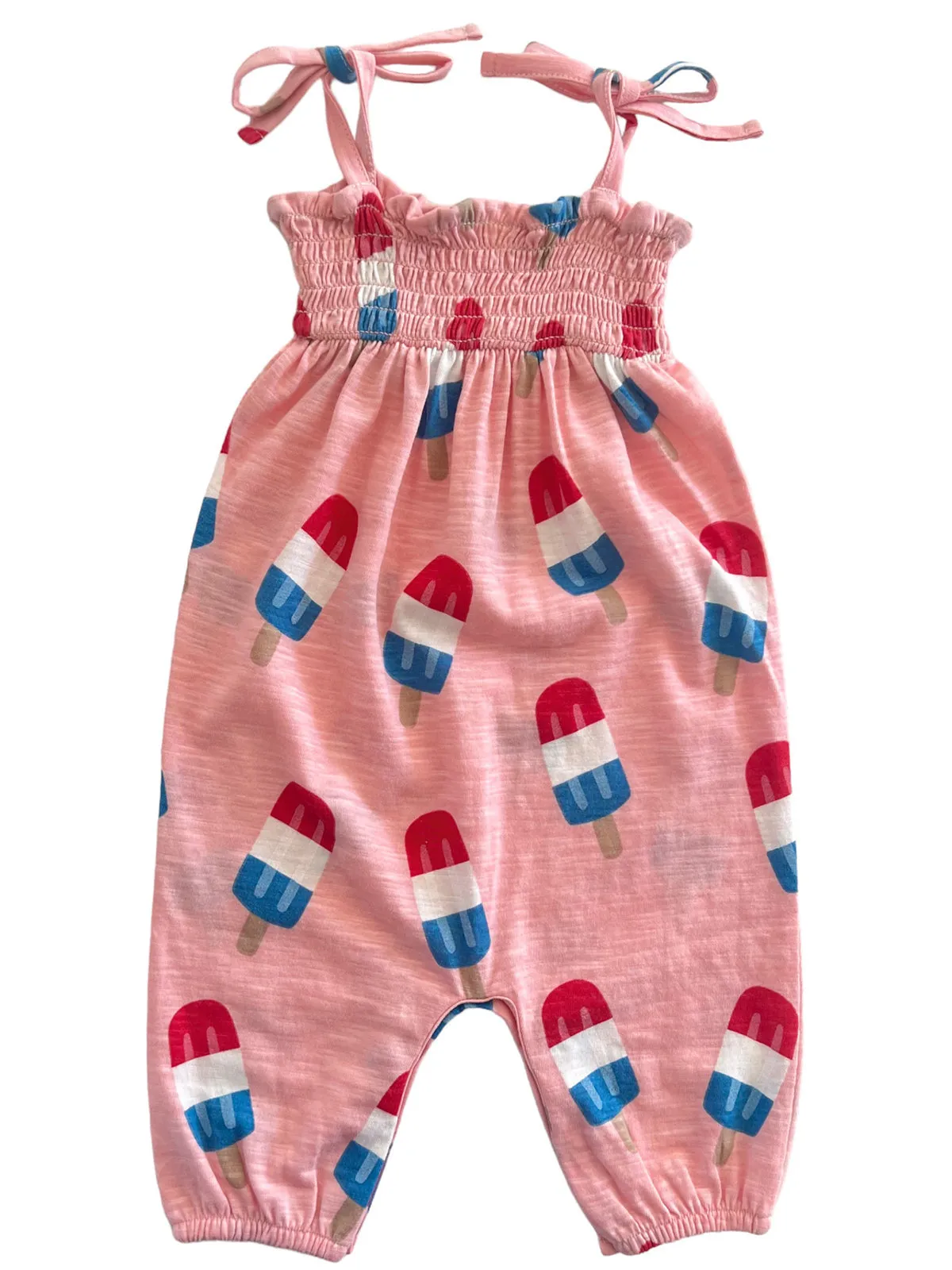 Popsicle Pink / Organic Smocked Jumpsuit