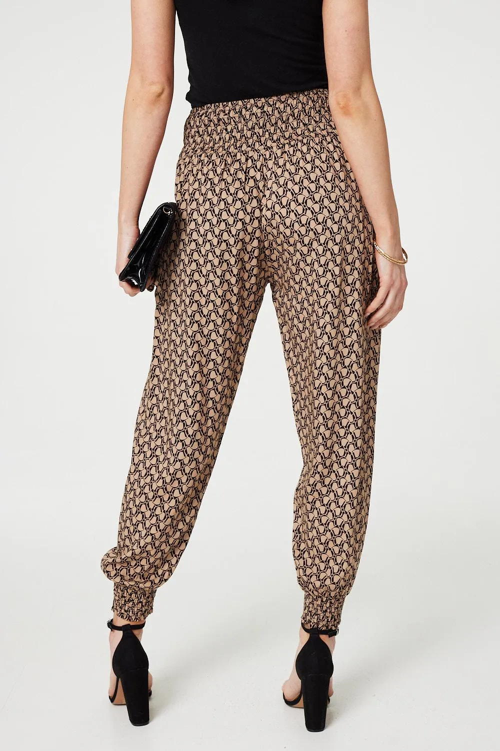 Printed High Waist Tassel Harem Pants