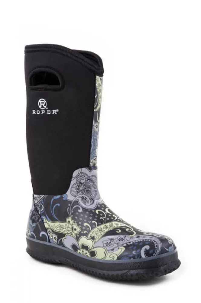 Roper LADIES FOOTWEAR RUGGED NEOPRENE TALL BARNYARD BOOT Style 09-021-1136-0043 BL