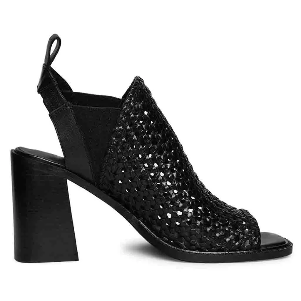 Saint Bella Black Woven Leather Block Heels