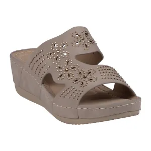 Santiago Ice Perforated Studded Wedge Sandals