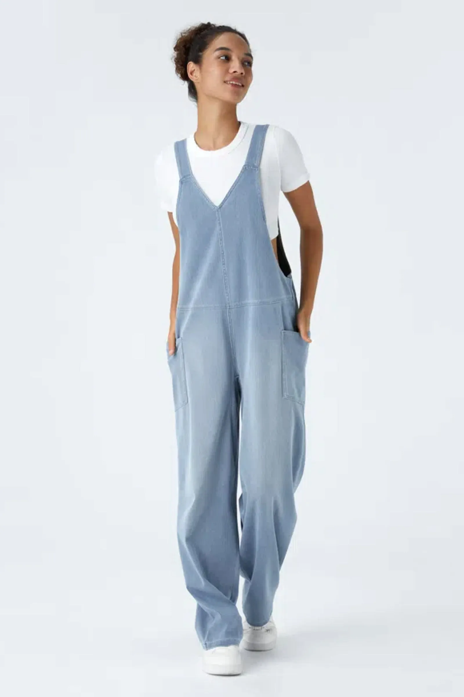 Snugz Super Stretch Denim Dungaree- light blue