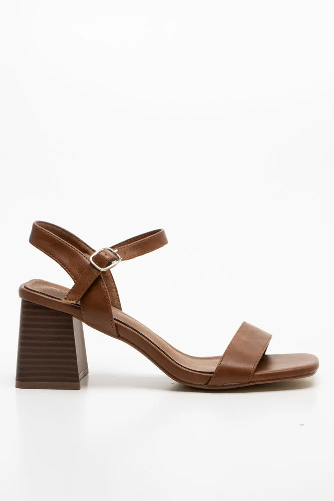 Square Toe Block Heel Brown