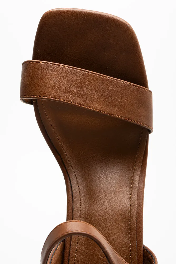 Square Toe Block Heel Brown