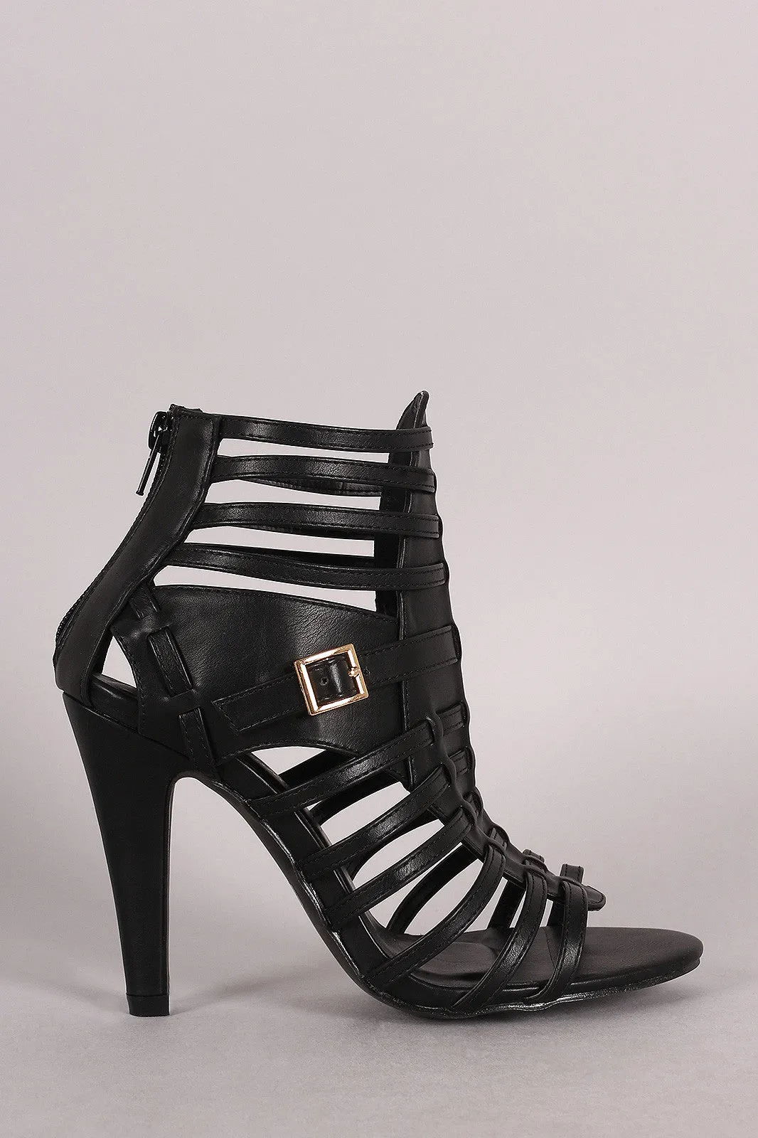 Strappy Buckled Open Toe Heel