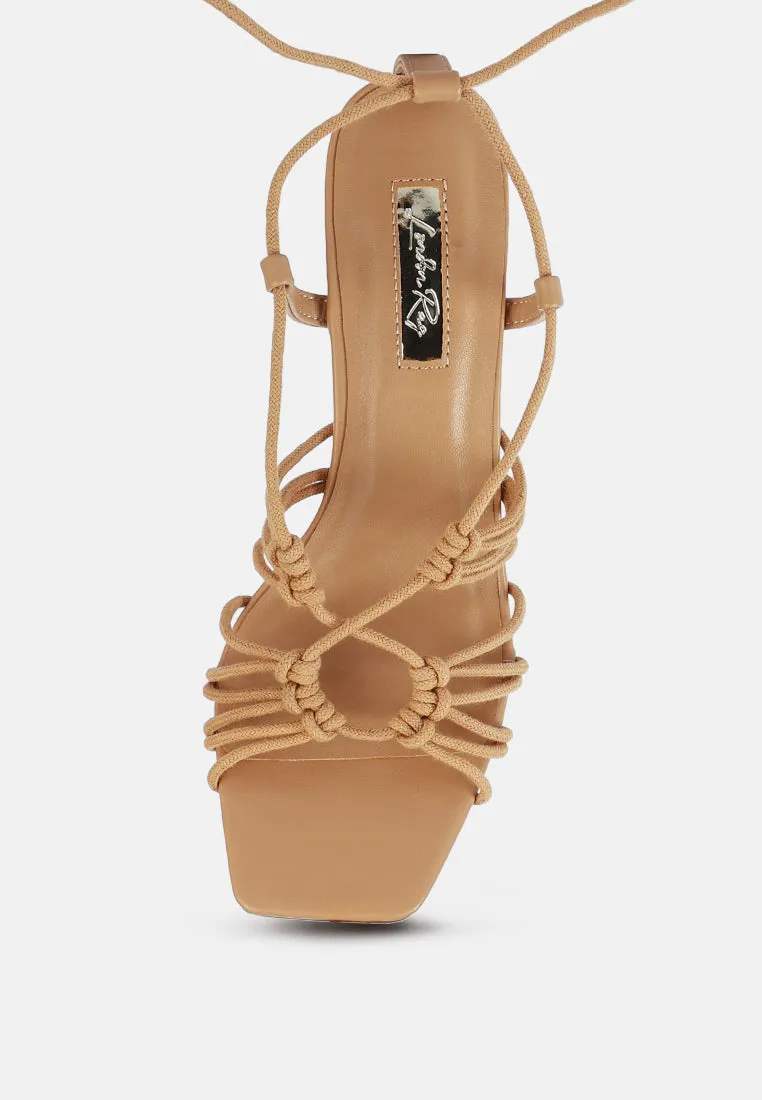 Strings Attach Lace Up Italian Block Heel Sandals