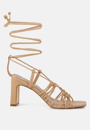 Strings Attach Lace Up Italian Block Heel Sandals