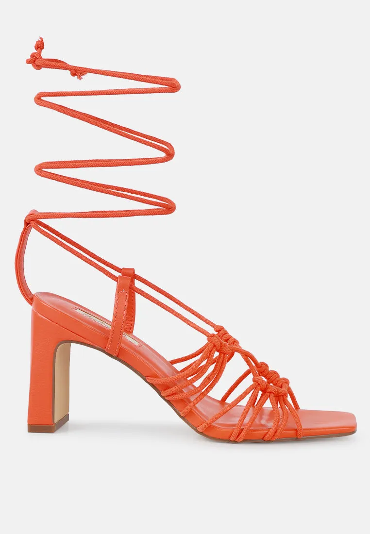 Strings Attach Lace Up Italian Block Heel Sandals