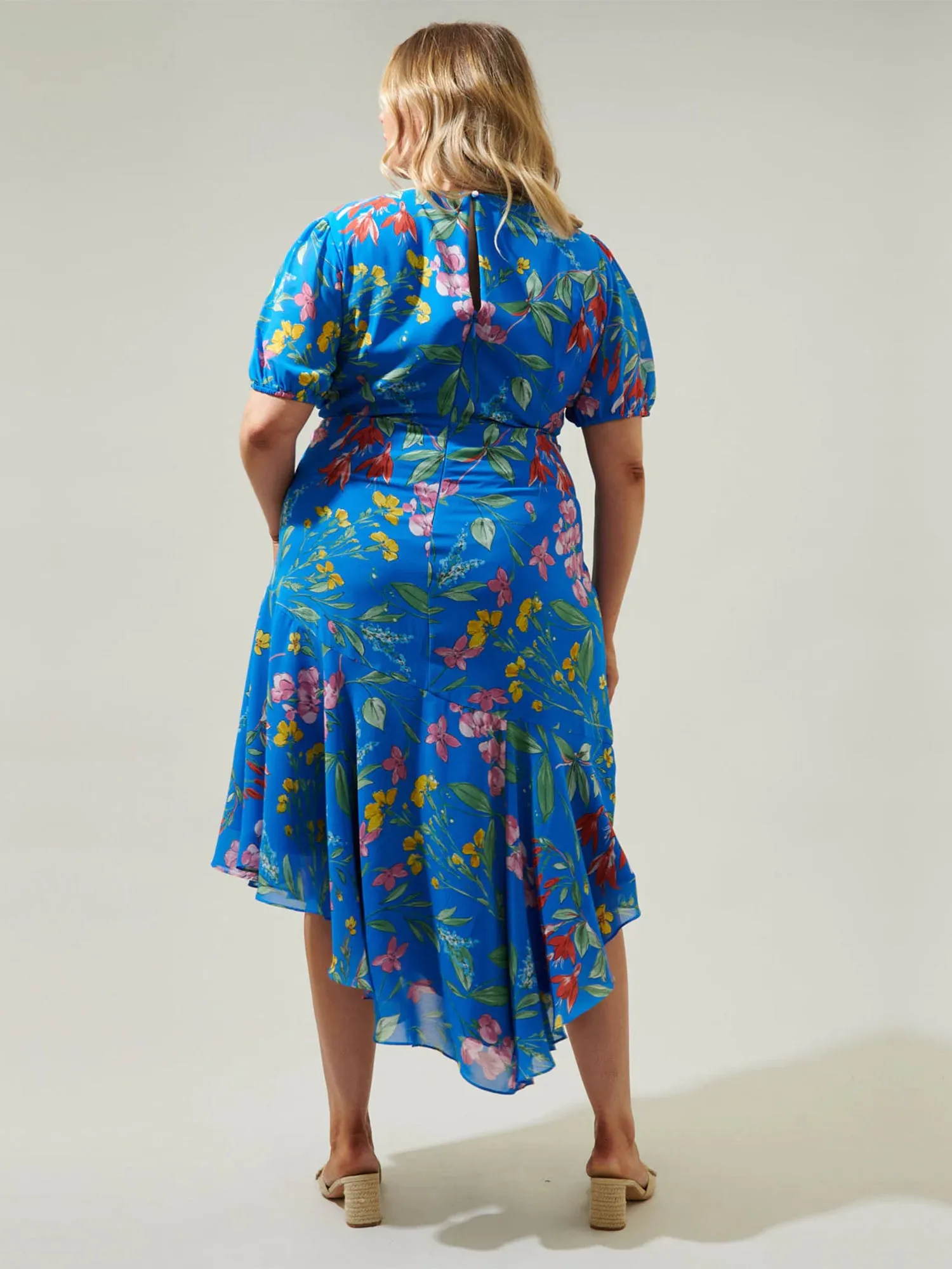 Sugarlips Plus Floral Print Asymmetric Ruffle Dress - Brands We Love