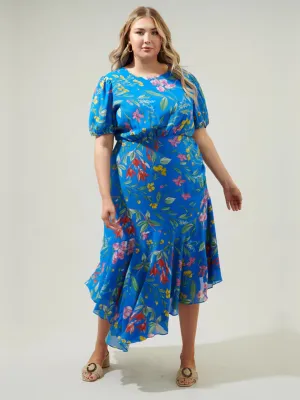 Sugarlips Plus Floral Print Asymmetric Ruffle Dress - Brands We Love