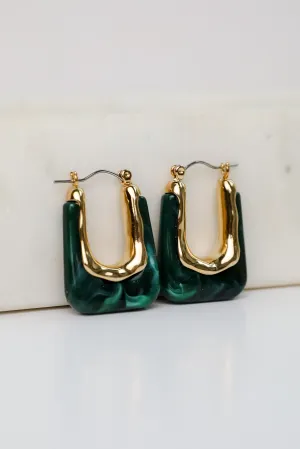 Tessa Green Acrylic Square Hoop Earrings