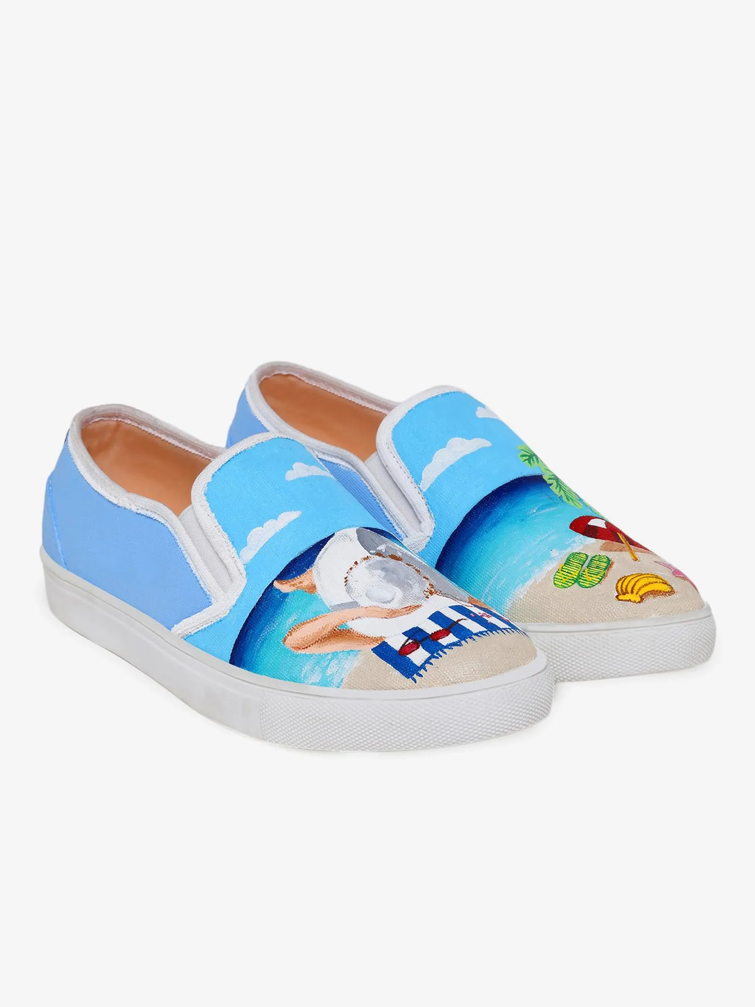 THE QUIRKY NAARI Beach Breeze Slipons for A Stylish Touch | Blue | 8 UK