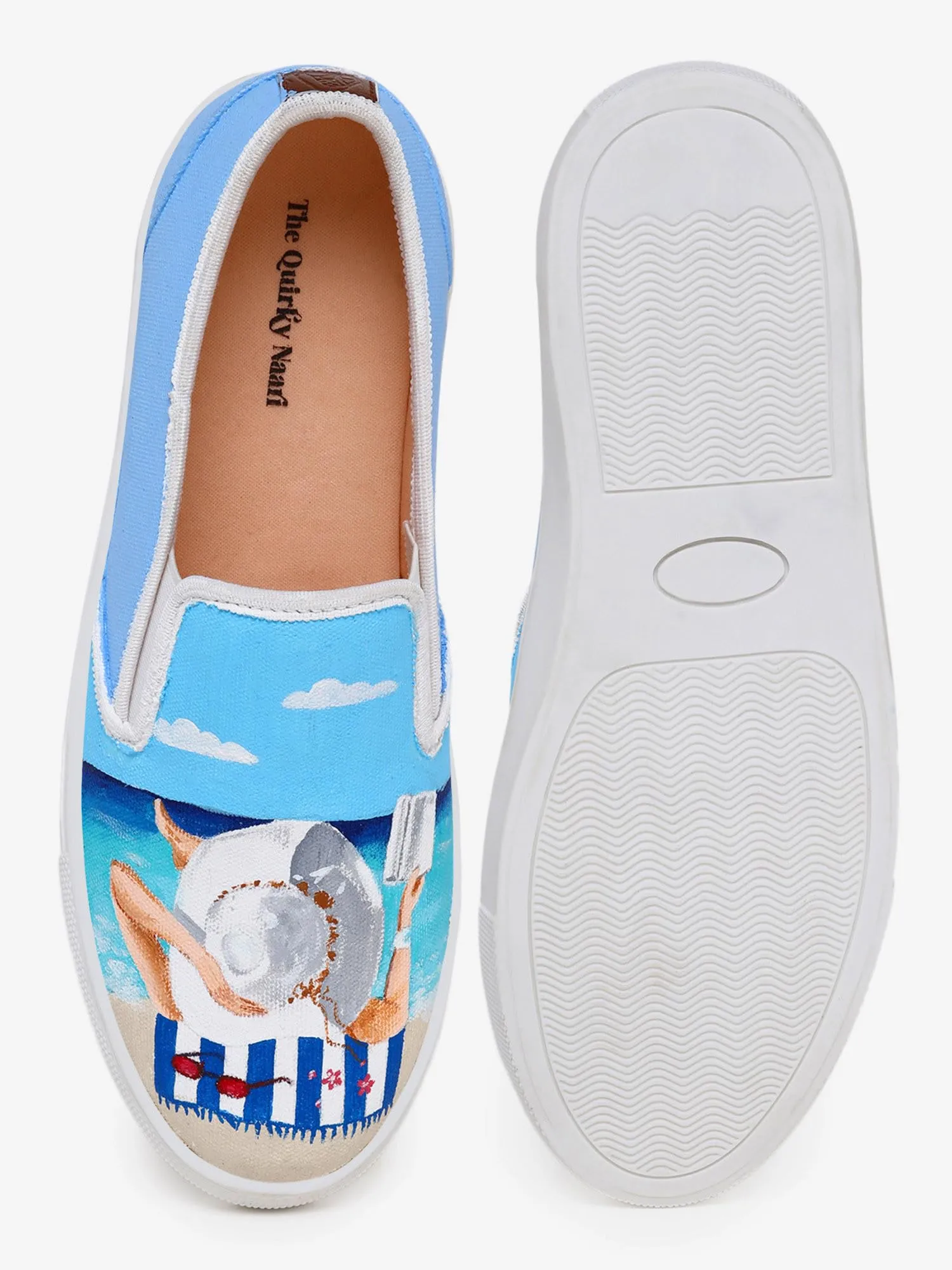 THE QUIRKY NAARI Beach Breeze Slipons for A Stylish Touch | Blue | 8 UK