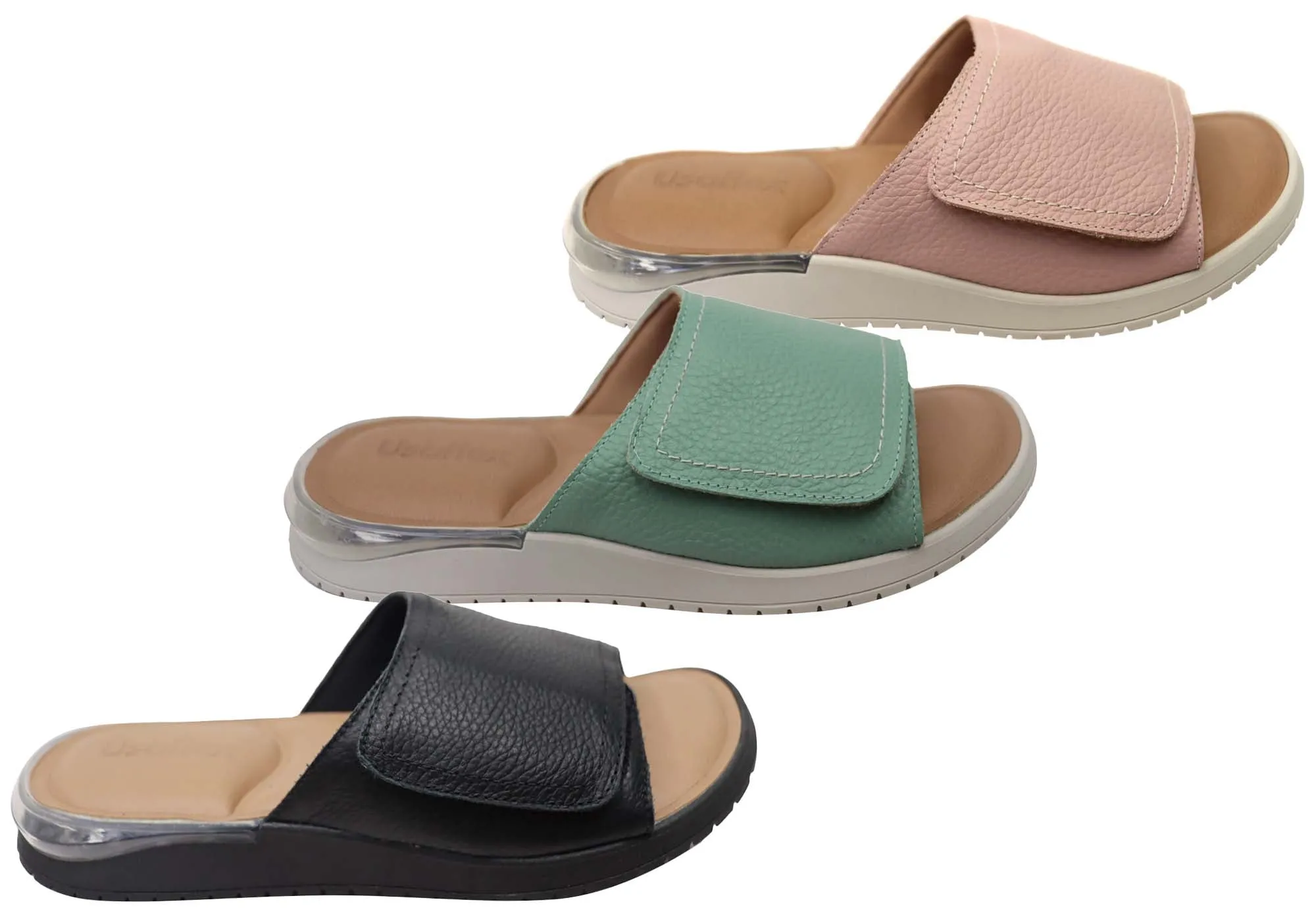 Usaflex Holiday Womens Comfortable Brazilian Leather Slides Sandals