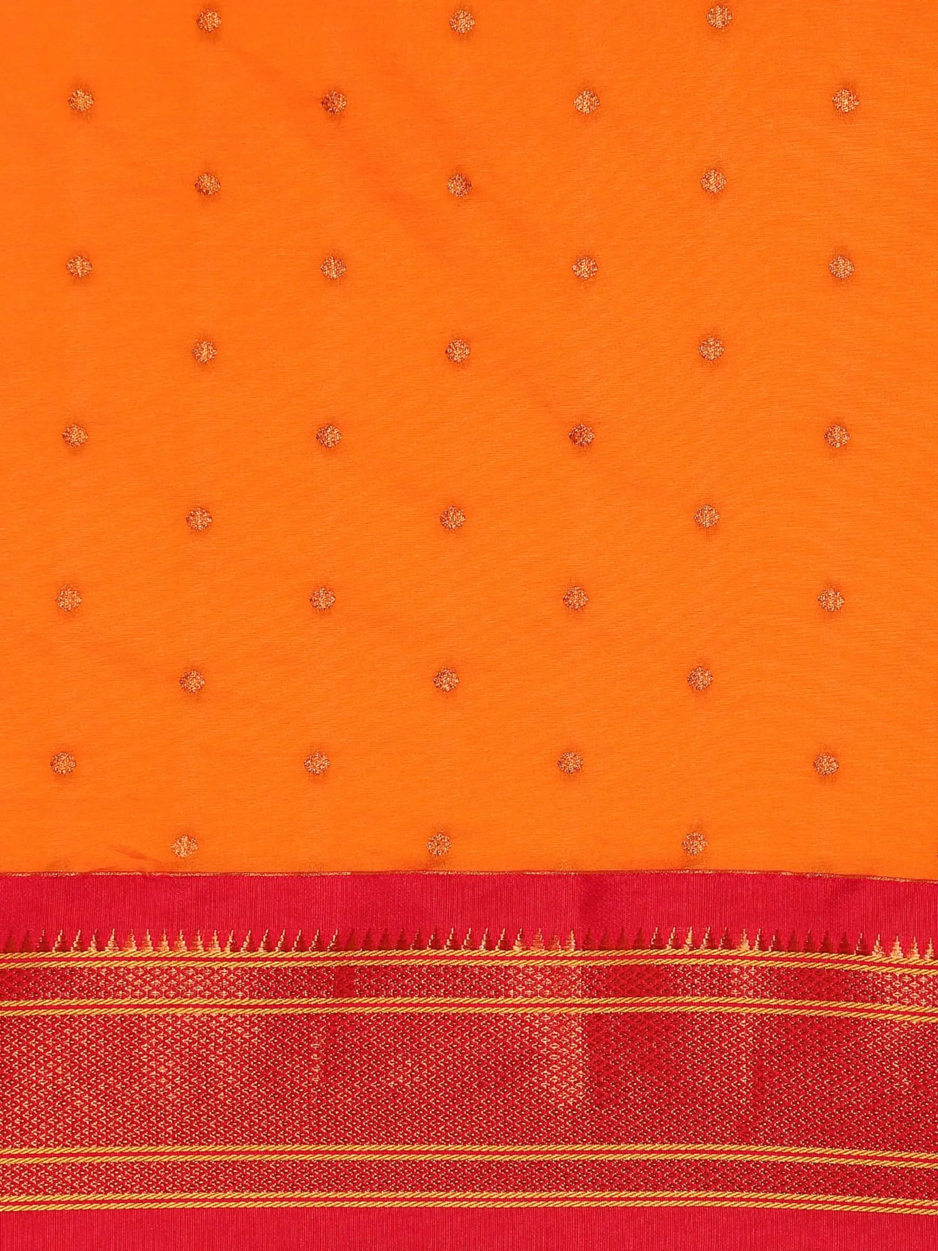 Varkala Silk Sarees Women's Kadiyal Soft Silk Maharani Paithani Saree With Blouse Piece (V241A109-COPR_Orange & Red)