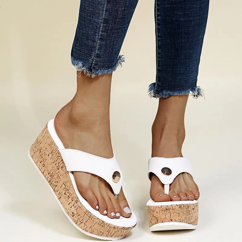 Women summer beach flip flop slide wedge sandals