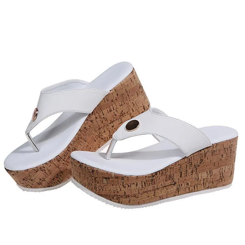 Women summer beach flip flop slide wedge sandals