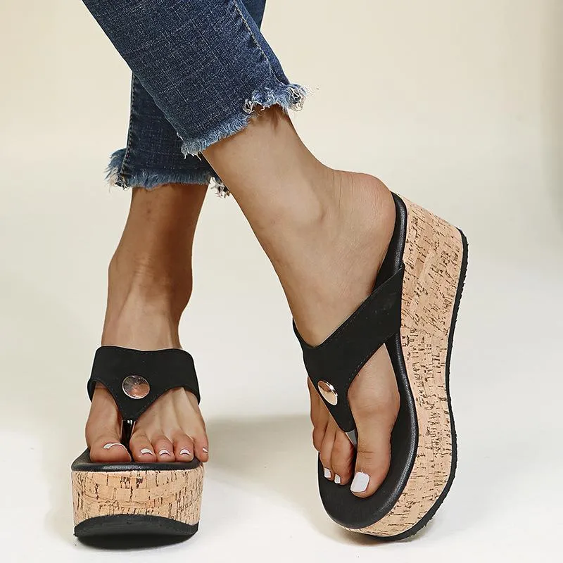 Women summer beach flip flop slide wedge sandals