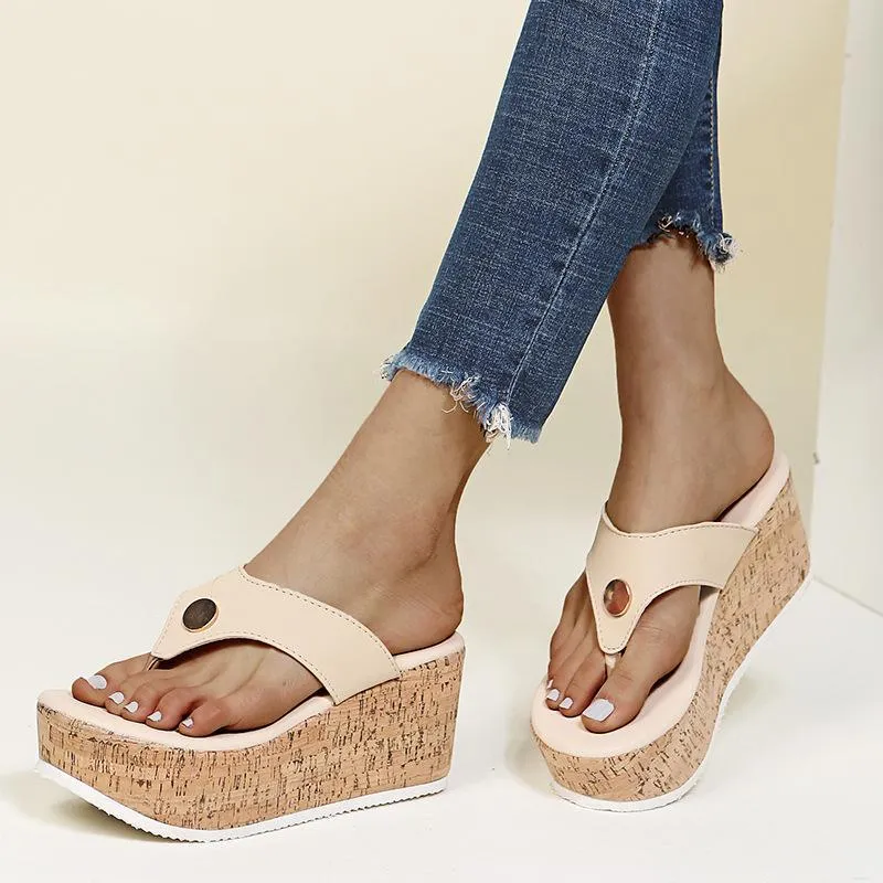 Women summer beach flip flop slide wedge sandals