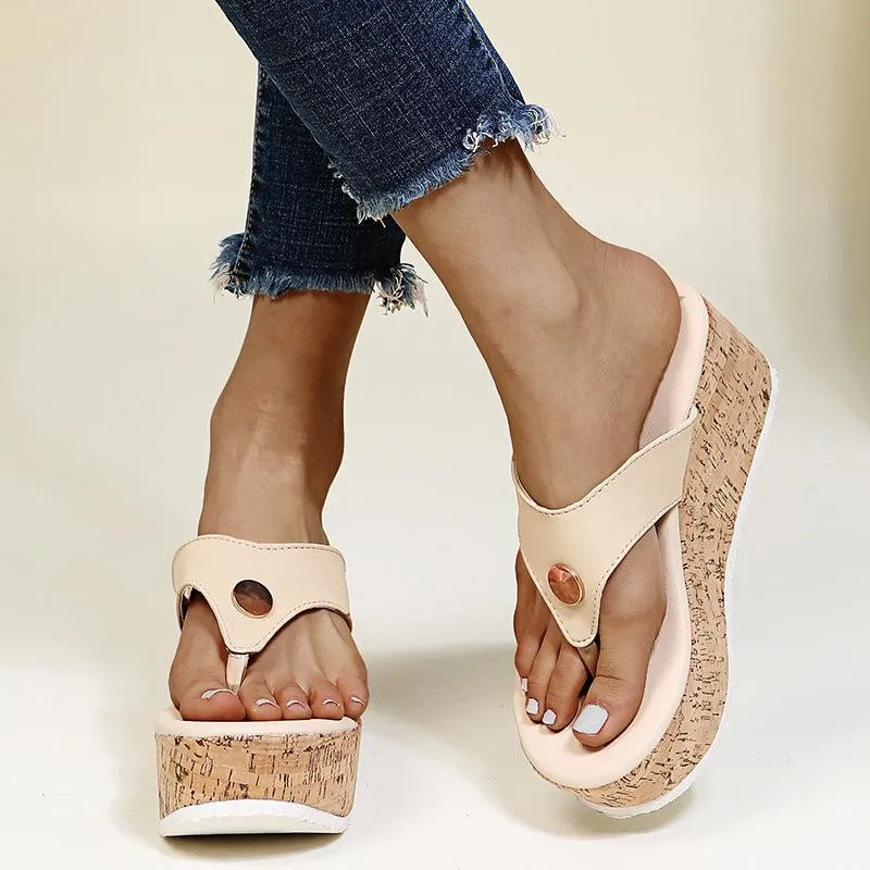 Women summer beach flip flop slide wedge sandals