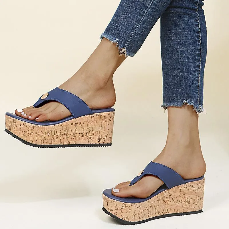 Women summer beach flip flop slide wedge sandals