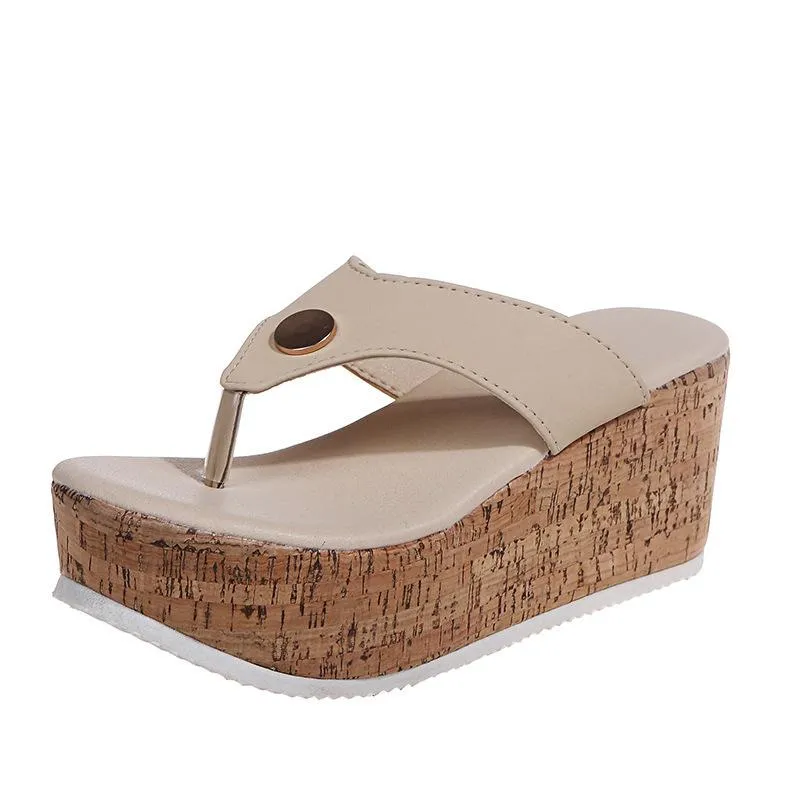 Women summer beach flip flop slide wedge sandals