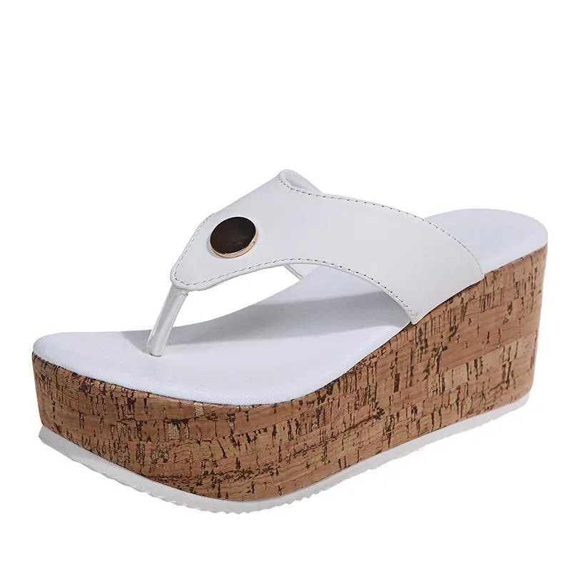 Women summer beach flip flop slide wedge sandals