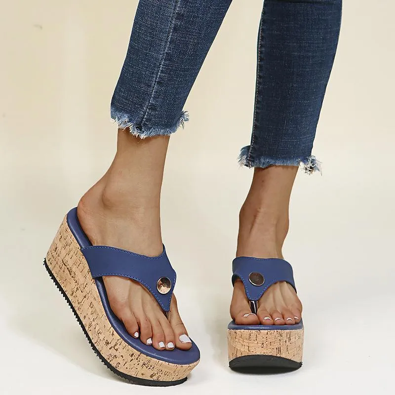 Women summer beach flip flop slide wedge sandals