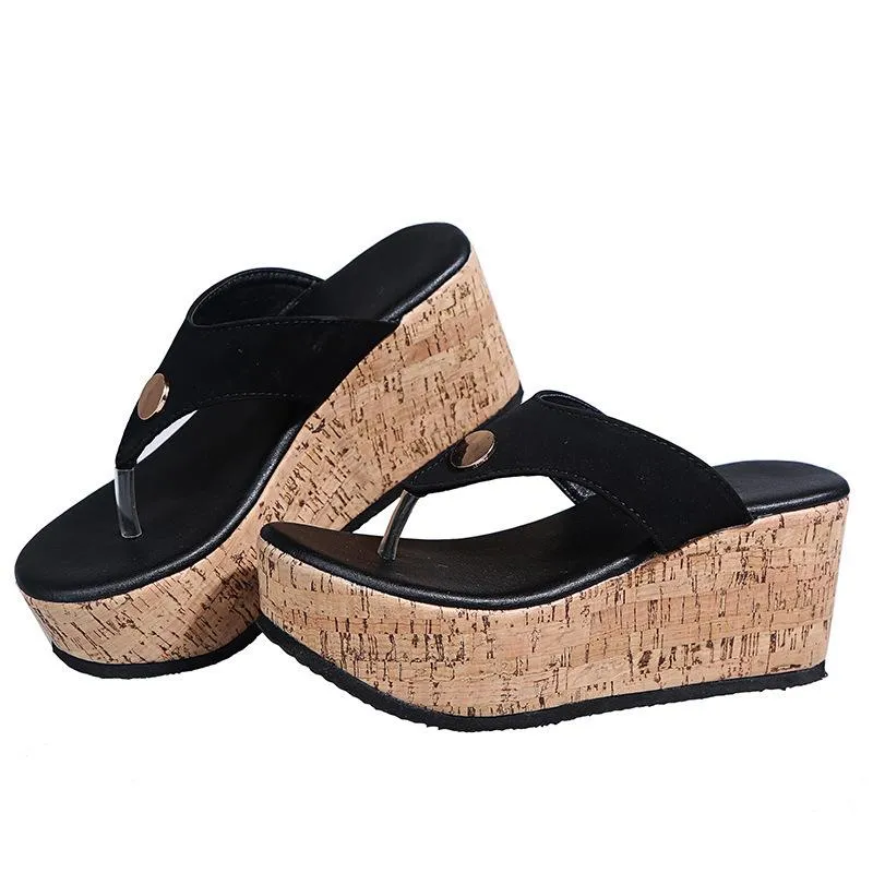 Women summer beach flip flop slide wedge sandals