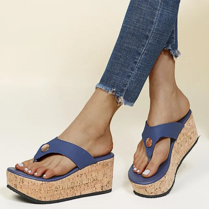 Women summer beach flip flop slide wedge sandals