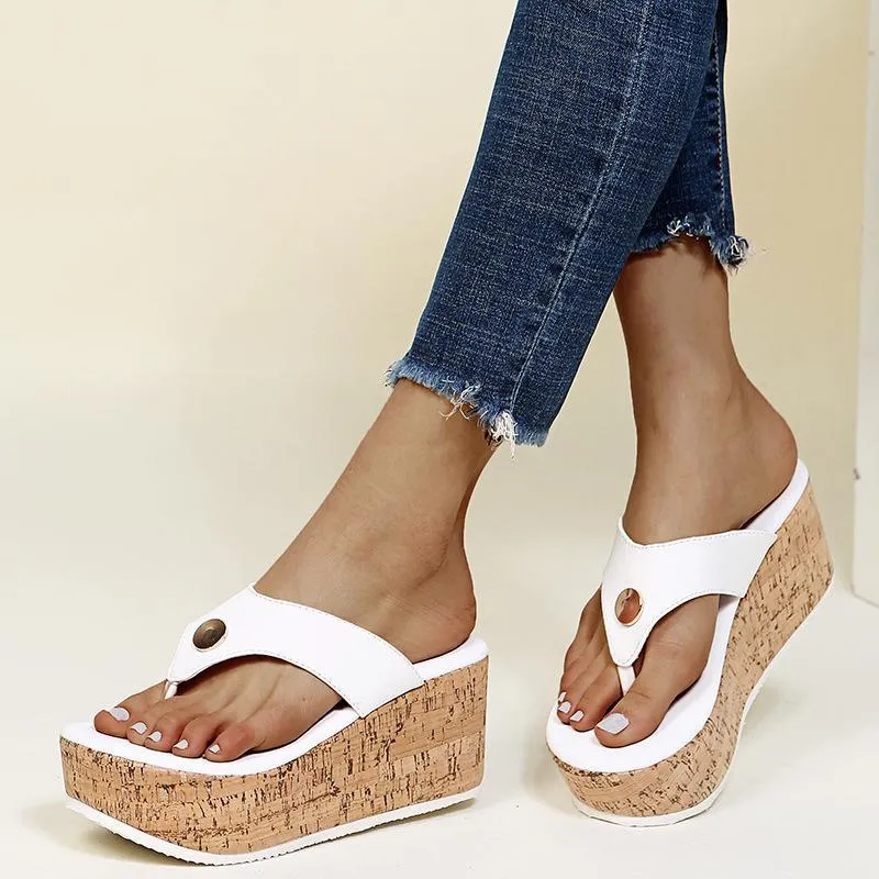 Women summer beach flip flop slide wedge sandals