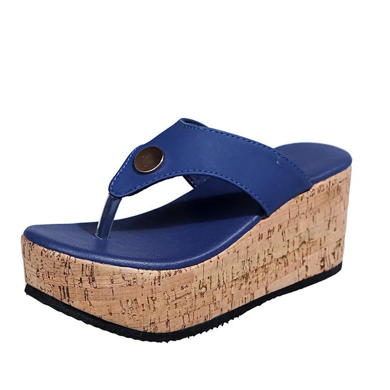 Women summer beach flip flop slide wedge sandals