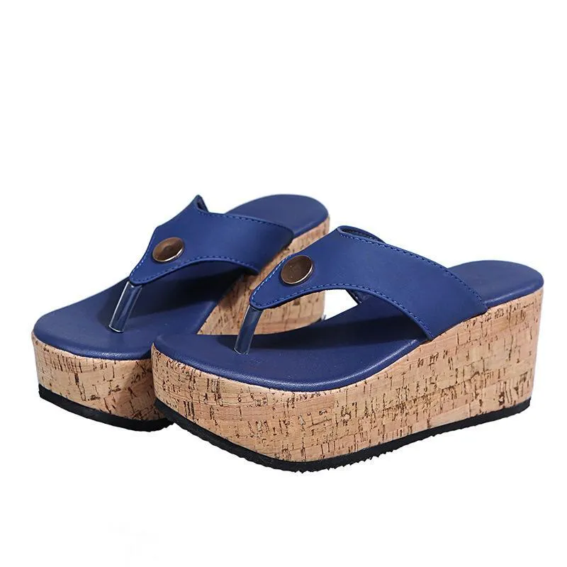 Women summer beach flip flop slide wedge sandals