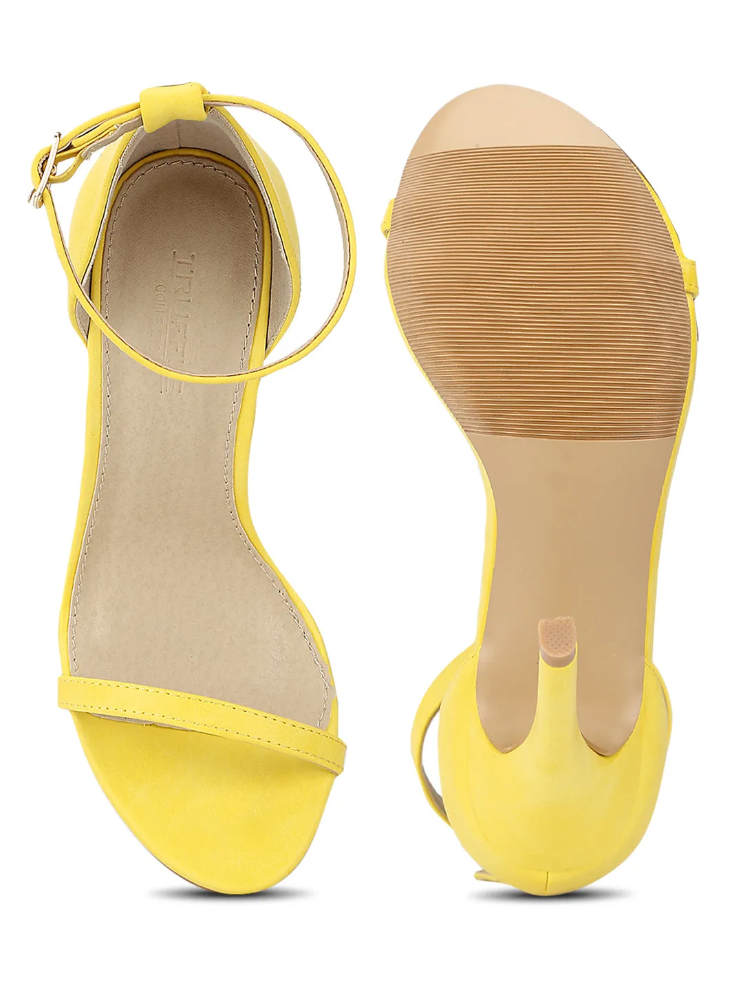 Yellow PU Barely There Stilettos Synthetic